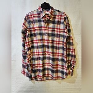 Classic Plaid Button-Down Shirt - Red, Blue, Cream